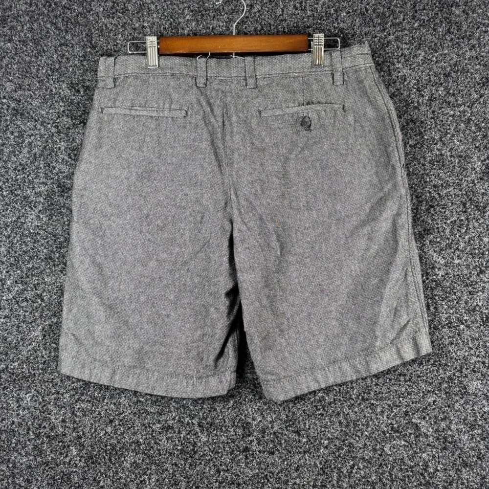 Banana Republic‎ Aiden Slim Fit Shorts Mens 33 Grey Micro Dot Cotton Flat Front